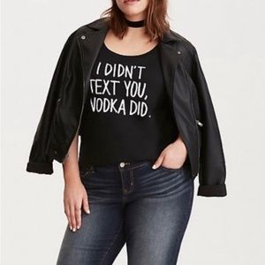 Torrid Black Short Sleeve Tee “I Didn’t Text You, Vodka Did